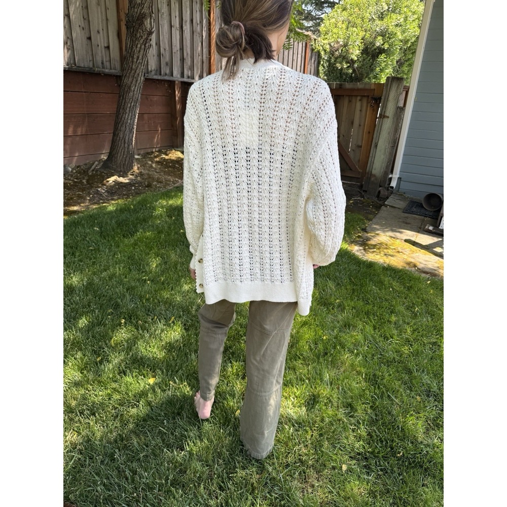 Aritzia Wilfred Reverence Relaxed V-neck Cotton Cardigan NWT/Light Birch/Size M - Picture 5 of 6